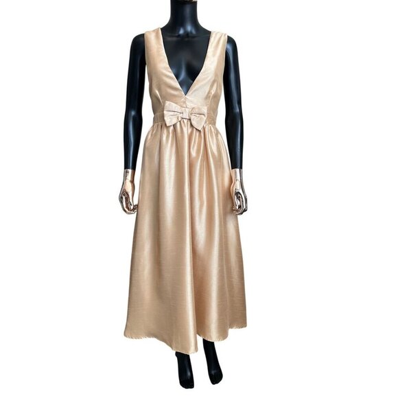Lulus Elegant Destiny Gold Satin Midi Dress NWT M, Holiday, Cocktail, Formal - Picture 5 of 16